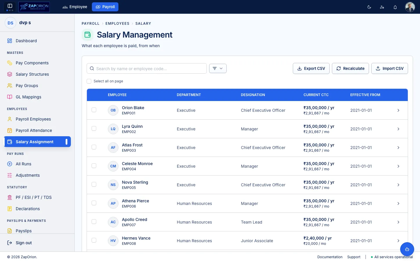 Salary assignment